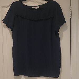 LOFT Midnight Blue Ruffle Blouse